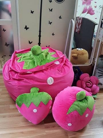 Gối Lười Hạt Xốp Trái Dâu Tây XL 90cm X1,4m 2