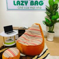 Gối lười trái lê size XL (90x140cm) vải nhung Hàn + canvas