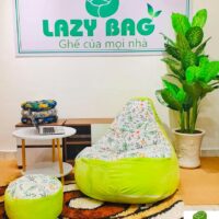 Ghế lười hạt xốp trái lê Size XL (90x140cm) vải nhung Hàn + canvas