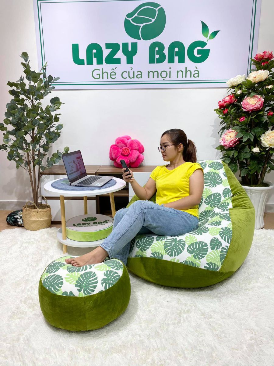 Ghế Lười Giọt Nước Size Đại ( 90cm X 1,2m) Vải Canvas + Nhung Lạnh HQ 1