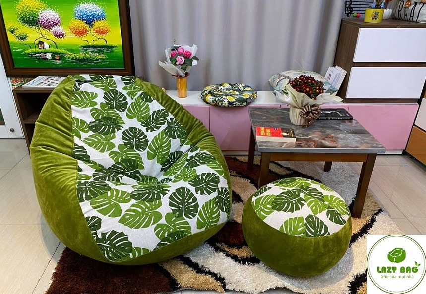 Ghế Lười Giọt Nước Size Đại ( 90cm X 1,2m) Vải Canvas + Nhung Lạnh HQ 2