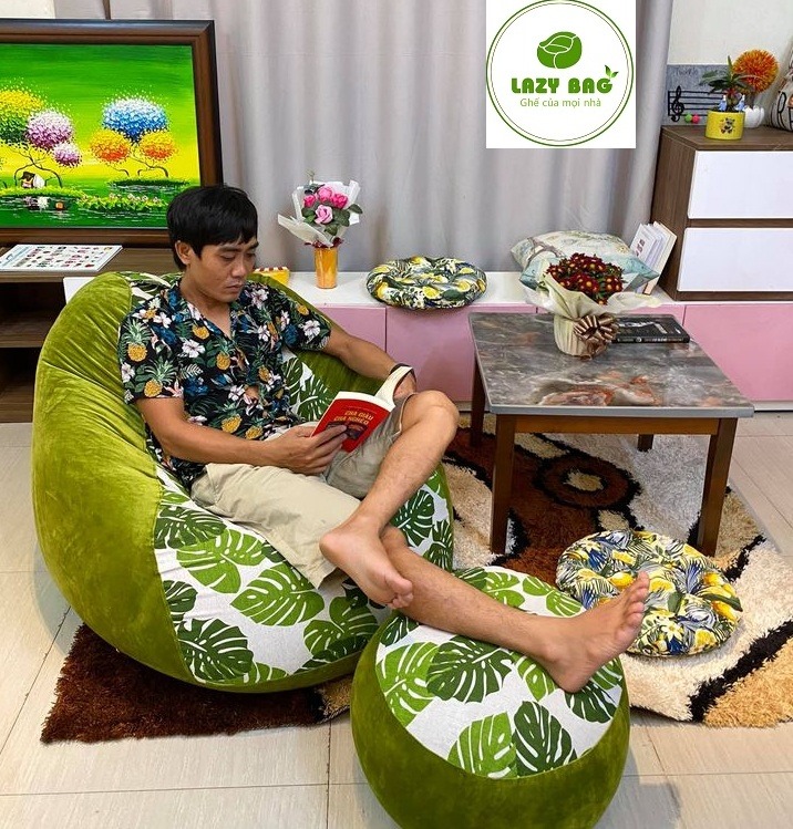 Ghế Lười Giọt Nước Size Đại ( 90cm X 1,2m) Vải Canvas + Nhung Lạnh HQ 3