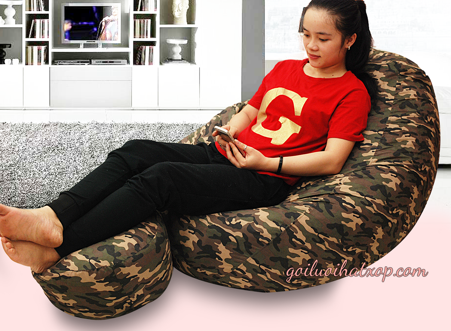 Ghế Lười Giọt Nước Có Tựa Lưng Size M (80 X1,2m) Microsuites Quân đội 1