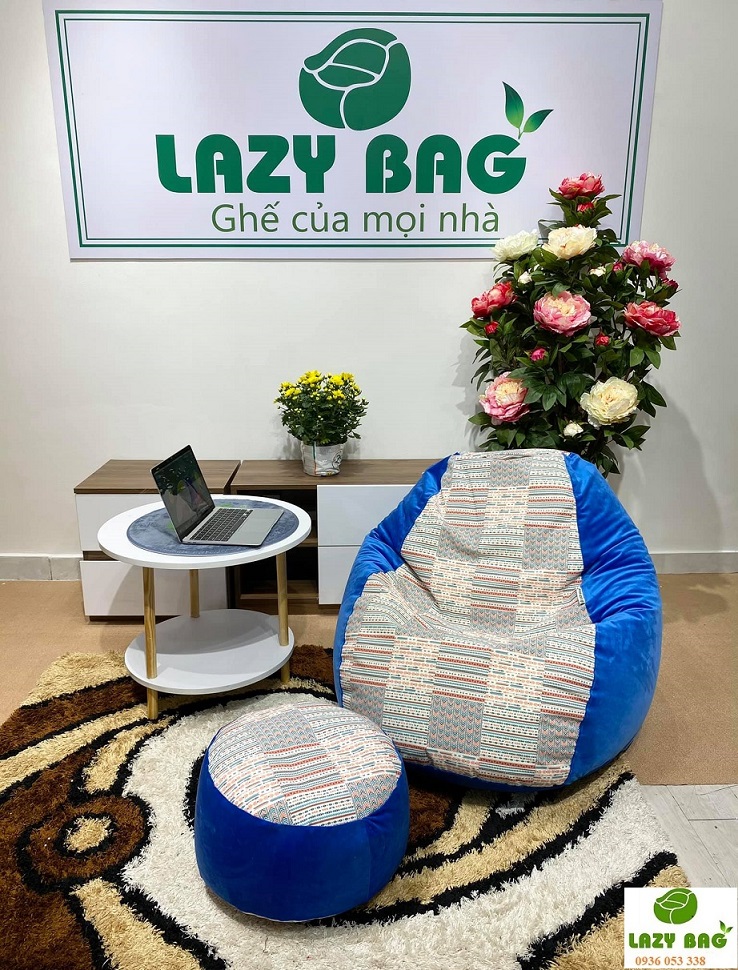 Ghế Lười Giọt Nước Size XL (90x140cm) Vải Nhung Hàn + Canvas 1