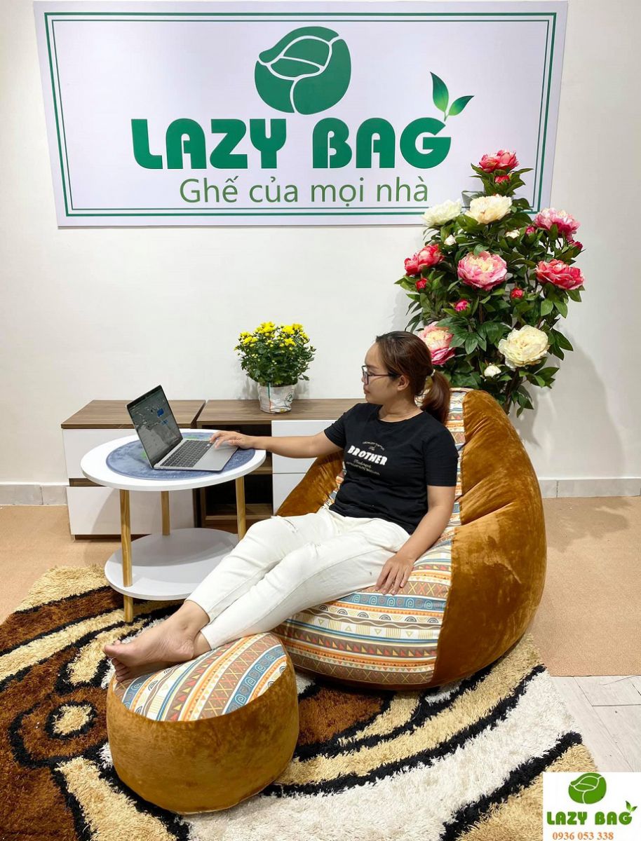 Ghế Lười Giọt Nước Size XL (90x140cm) Vải Nhung Hàn + Canvas