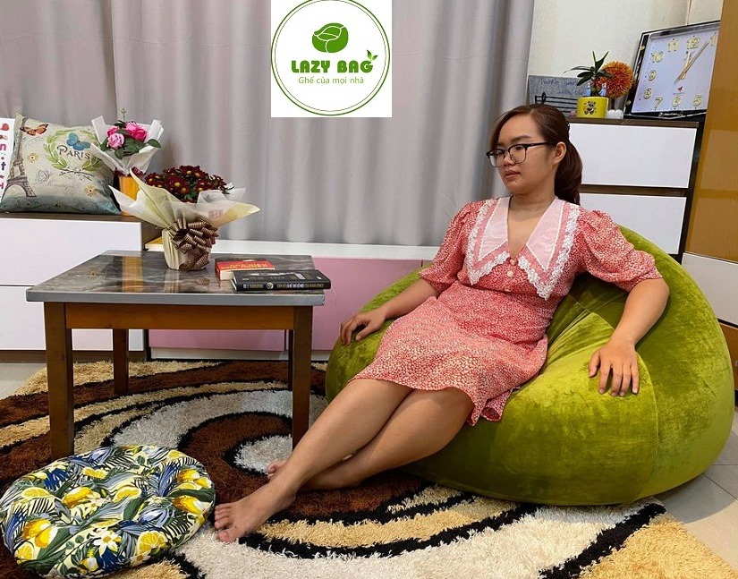 Ghế Lười Giọt Nước Tựa Lưng Size M(80 X 1,1m) Vải Nhung Lạnh Hàn Quốc 2
