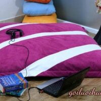 Ghế Lười Hạt Xốp Hình Chữ Nhật (1,2m X 1,5m) Vải Nhung Lạnh