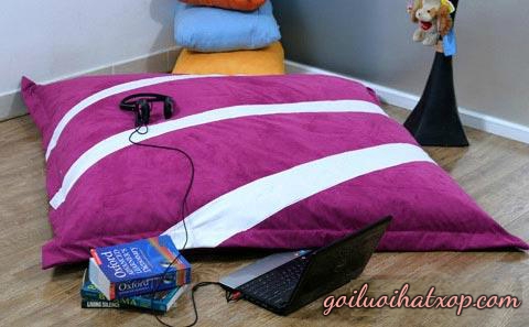 Ghế Lười Hạt Xốp Hình Chữ Nhật (1,2m X 1,5m) Vải Nhung Lạnh