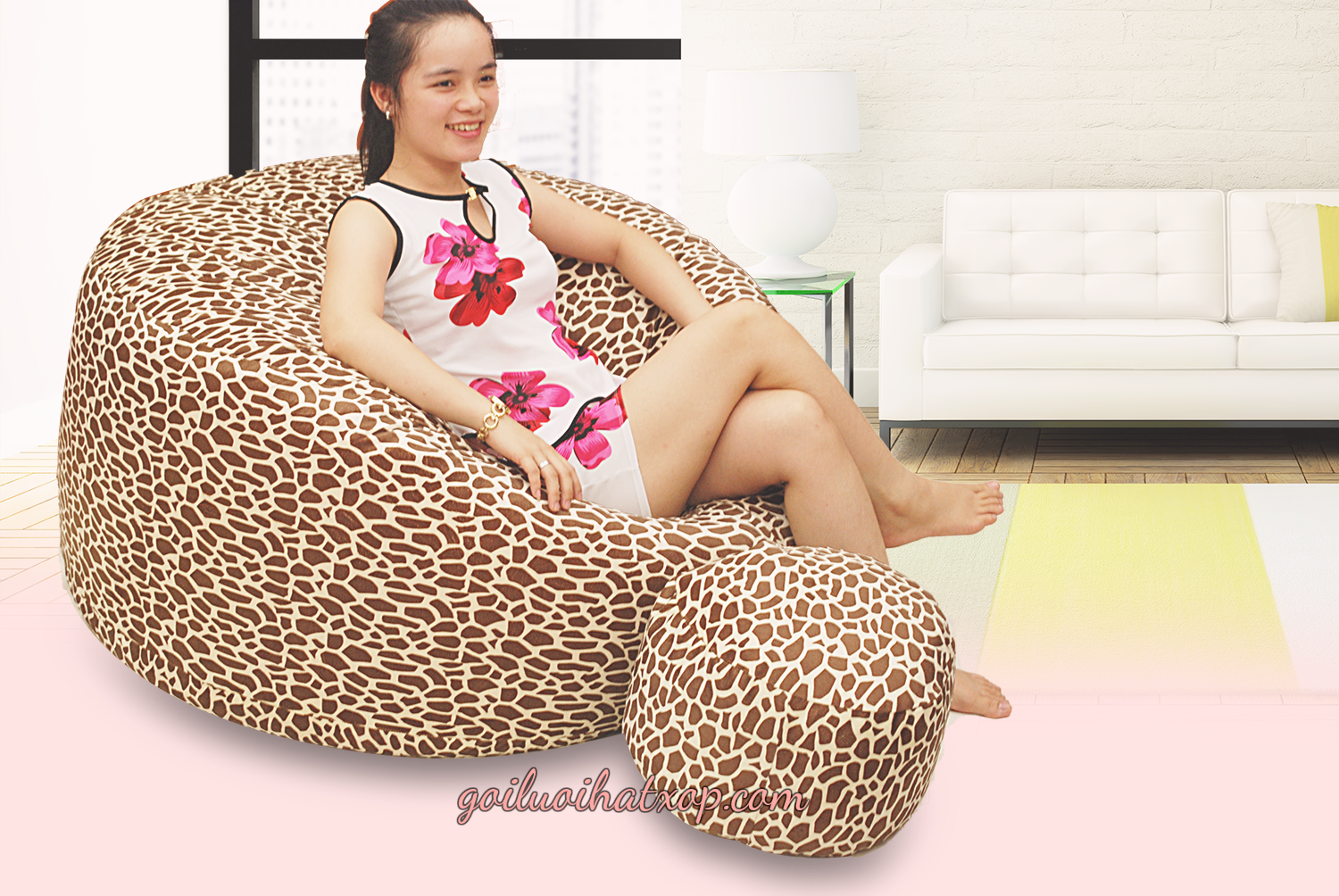 Ghế Lười Hạt Xốp Trụ Tròn Size Trung (95 X 45cm) Vải Nhung Lạnh Hàn Quốc 1