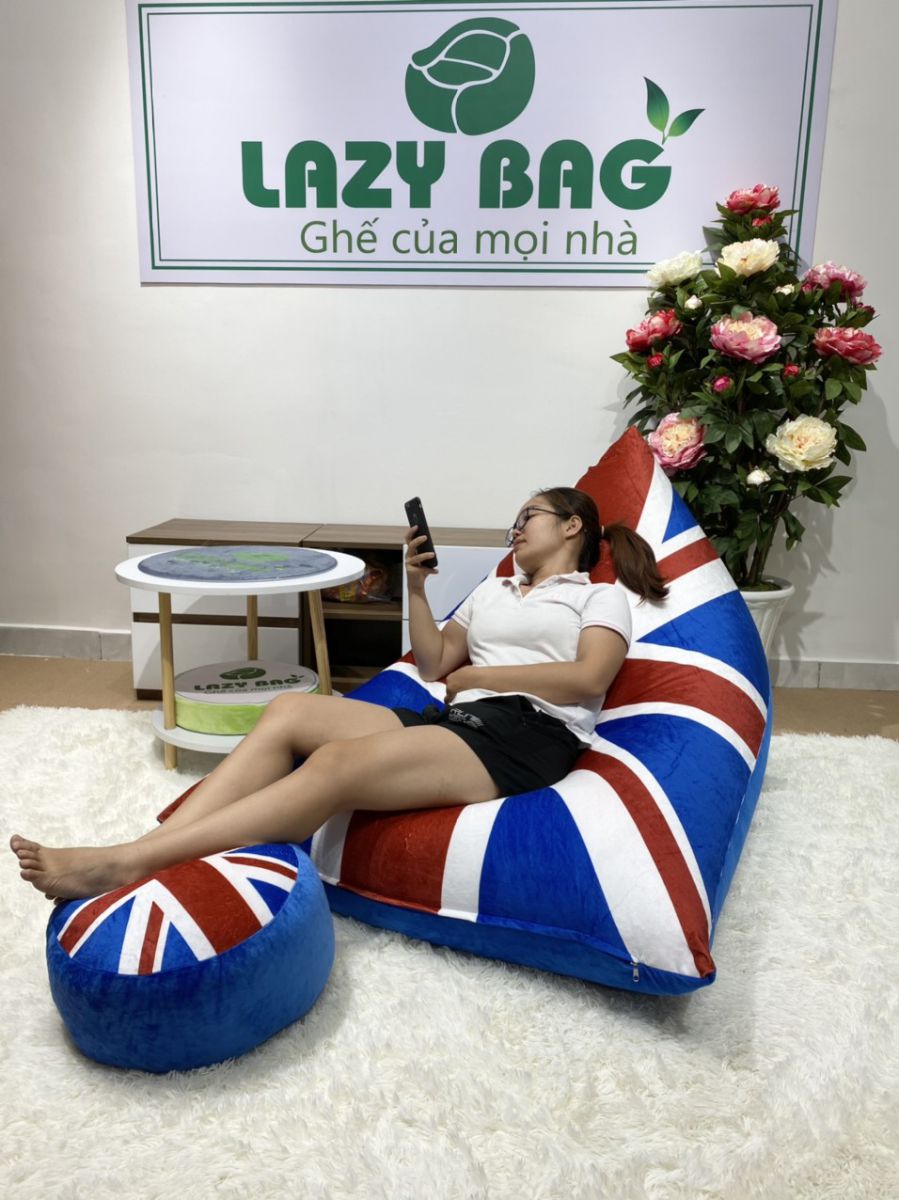 Ghế Lười Kim Tự Tháp Size đại (120x150cm) Vải Nhung Hàn