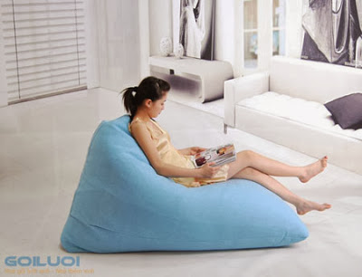 Ghế Lười Kim Tự Tháp Trung (1m X 1,2m) Vải Kate Xanh Dương