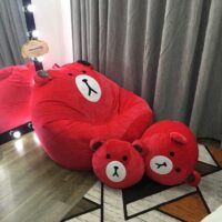 Ghế Lười Mặt Gấu Vải Nhung Lạnh Hàn Quốc