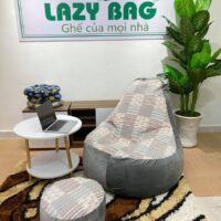 Ghế Lười Quả Lê Có Tựa Lưng Size XL (90x140cm) Nhung Hàn + Vải Bố Canvas