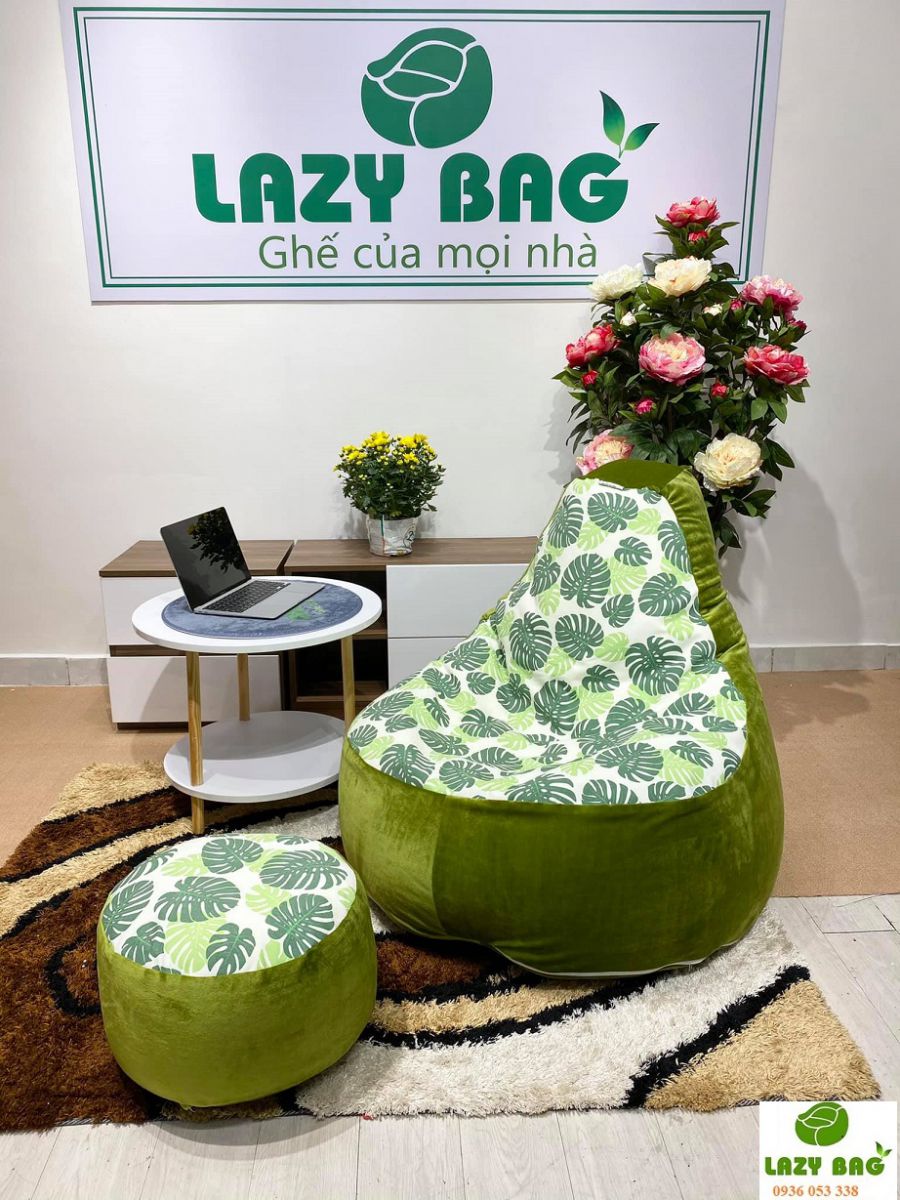 Ghế Lười Quả Lê Có Tựa Lưng Size đại (90cm X 1,4m) Nhung Lạnh + Canvas 1