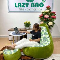 Ghế Lười Quả Lê Có Tựa Lưng Size đại (90cm X 1,4m) Nhung Lạnh + Canvas