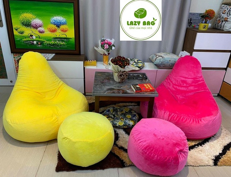 Ghế Lười Quả Lê Có Tựa Lưng (80 X 1,1m) Vải Nhung Lạnh Hàn Quốc