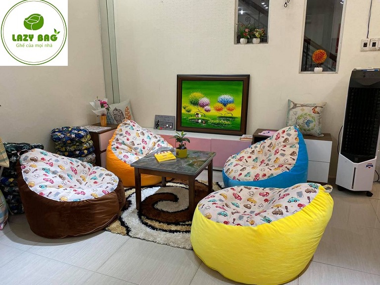 Ghế Lười Tựa Lưng Vải Nhung Lạnh + Canvas 1