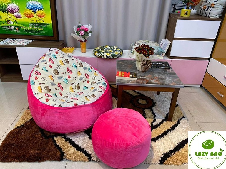 Ghế Lười Tựa Lưng Vải Nhung Lạnh + Canvas